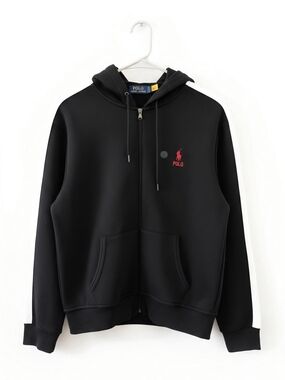 Polo by Ralph Lauren Black Zip Hoodie with Red Logo